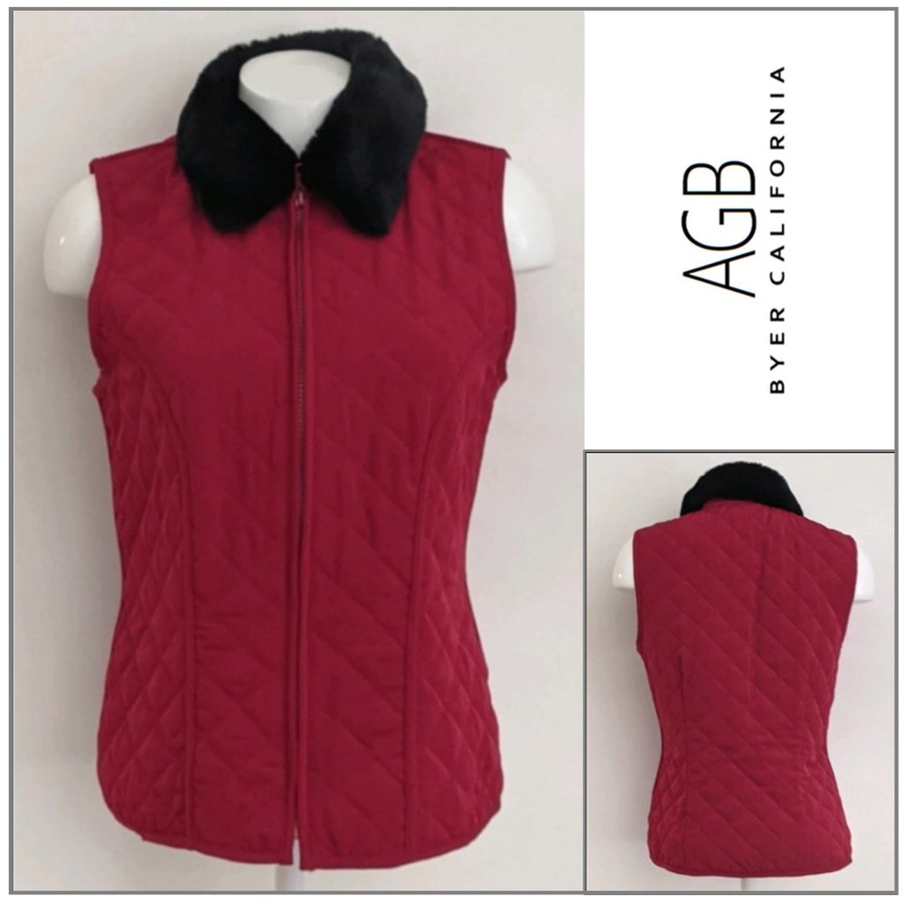 AGB Vintage Women's Burgundy/Bk Quilted Vest